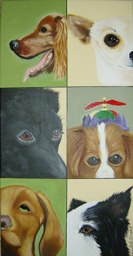Dog Faces of Love Painting by Debra Campbell