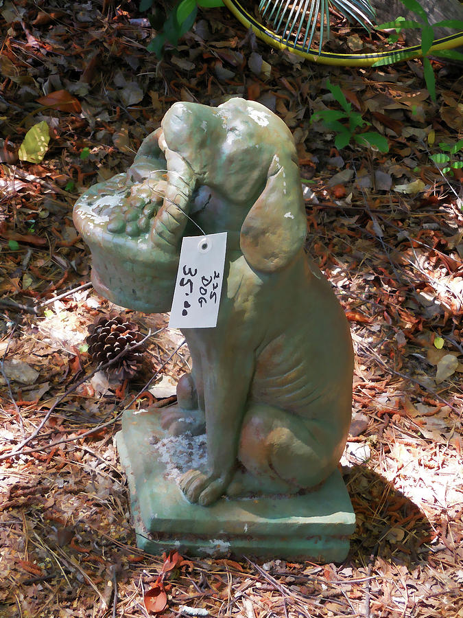 Dog garden statues Painting by Jeelan Clark