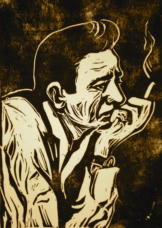 Johnny Cash Drawing - Dog Gone Lonesome by Pete Maier