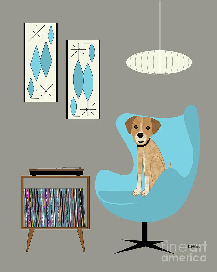 Dog in Egg Chair Digital Art by Donna Mibus