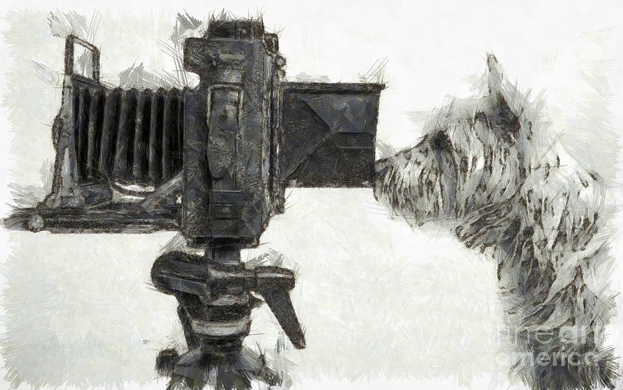 Dog Photographer Pencil Digital Art by Edward Fielding
