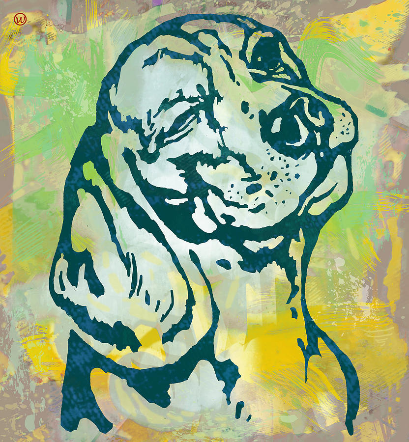 Portrait Drawing - Dog pop art etching poster by Kim Wang