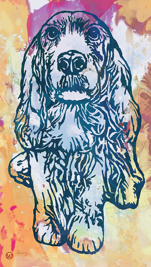 Portrait Drawing - Dog pop etching art poster by Kim Wang