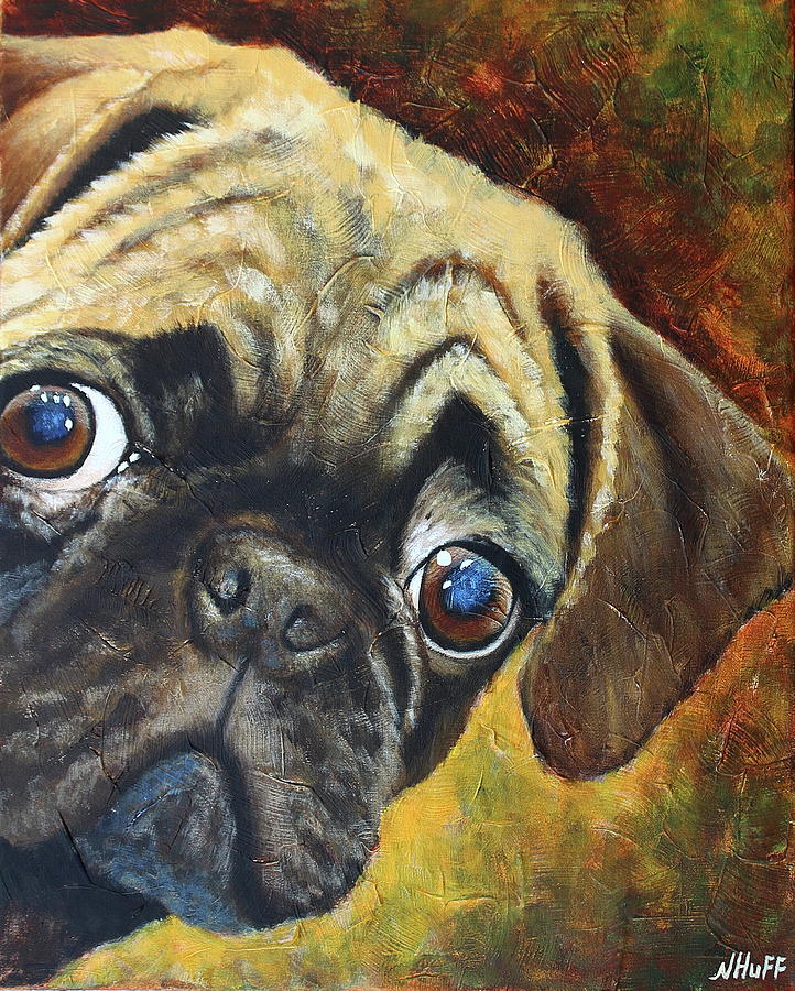 Abstract Painting - Dog portrait #1 in acrylic by Natalia Huff