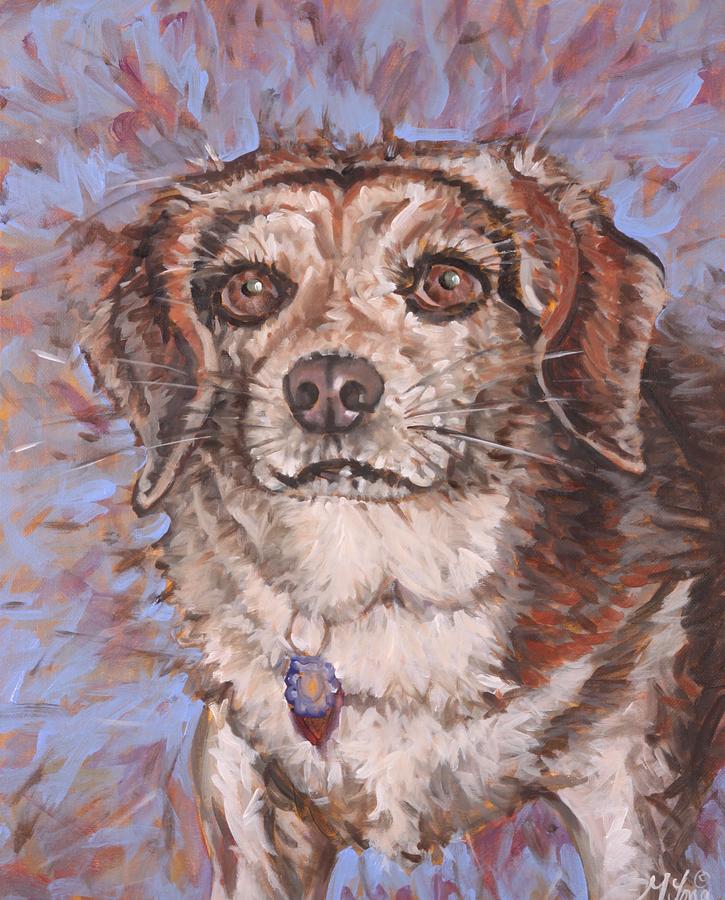 Dog Portrait Painting by Gary M Long