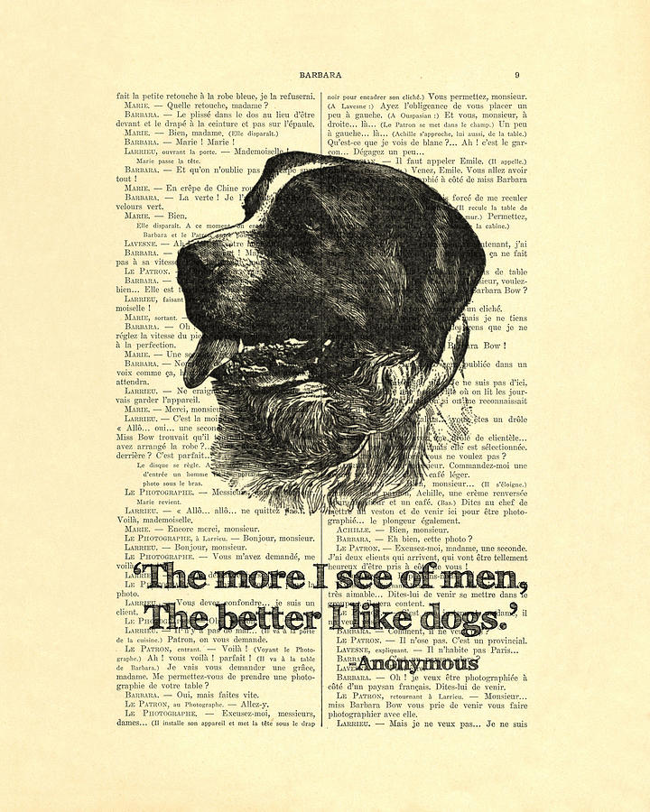 Dog Digital Art - Dog quote art print, I like dogs by Madame Memento