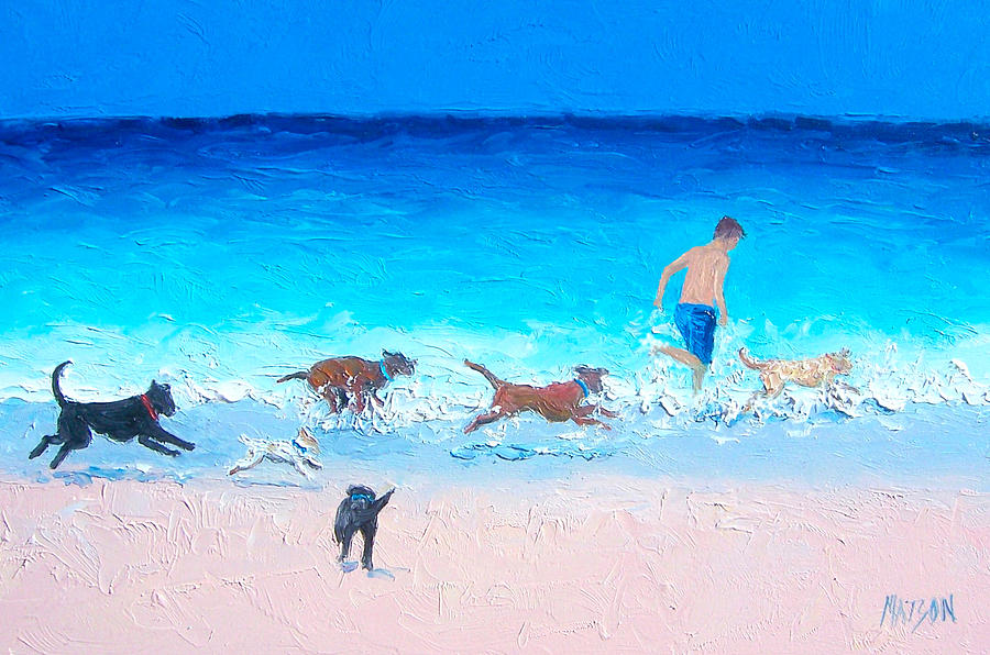 Beach Painting - Dog Run by Jan Matson