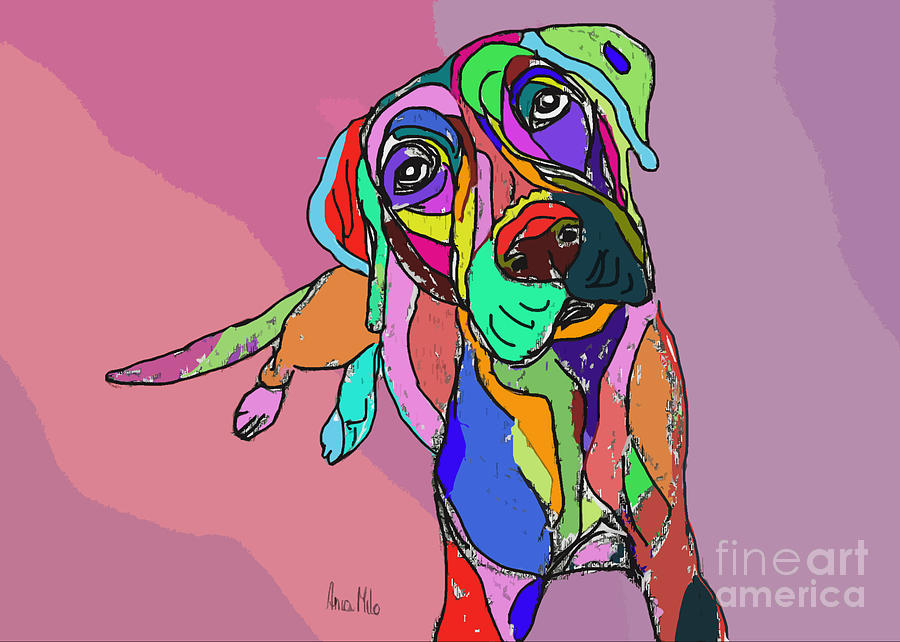 Dog Sketch Psychedelic  01 Digital Art by Ania Milo