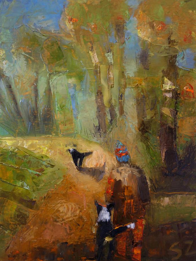 Dog Walker Painting by Suzy Norris