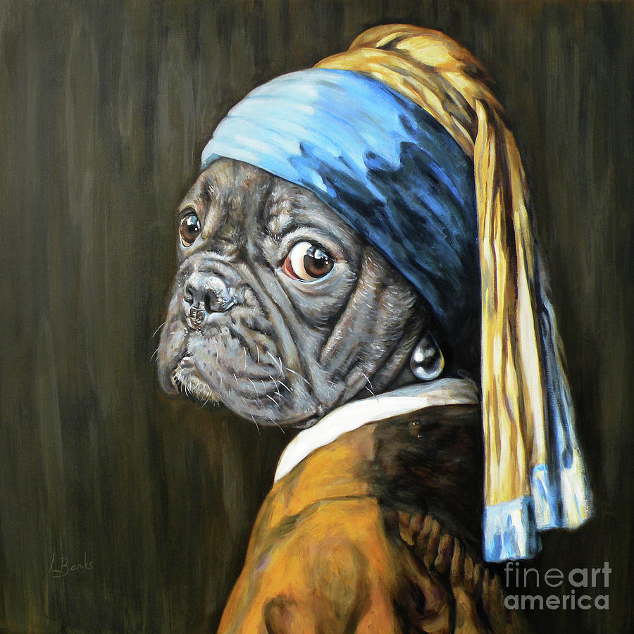 Dog With A Pearl Earring Painting