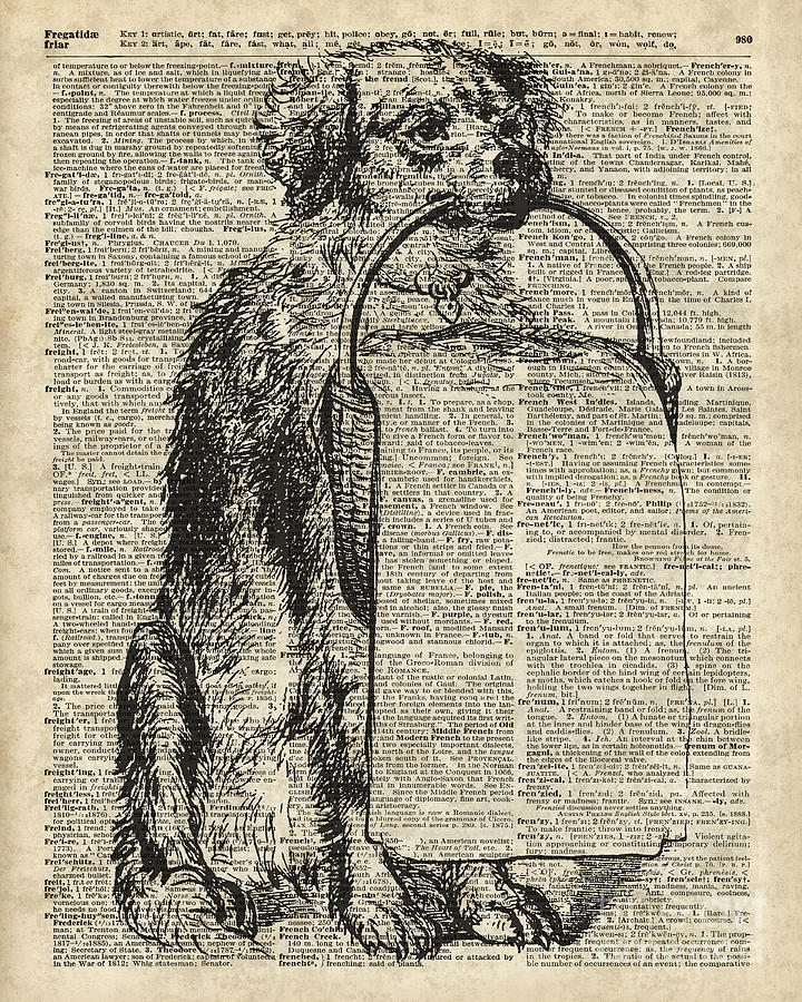 Vintage Digital Art - Dog with a Picnic Basket by Anna W