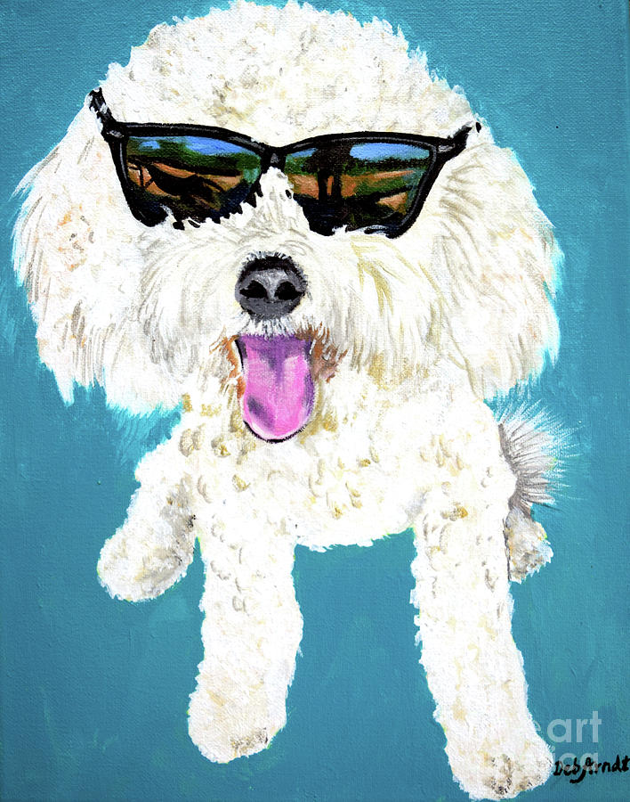 Dog with Sunglasses Painting by Deb Arndt