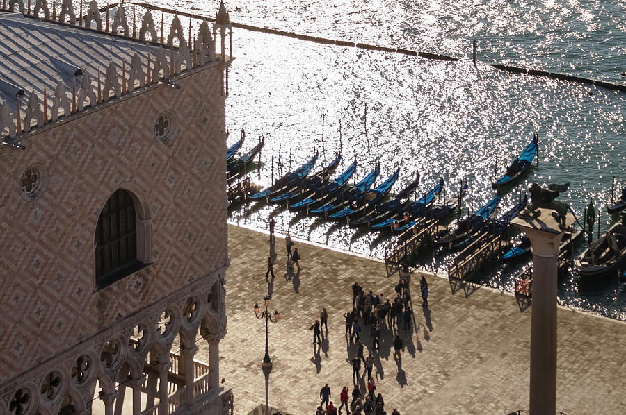 Doges Palace in Venice - Long Shadows and Brilliant Waters From Above Photograph by Georgia Mizuleva
