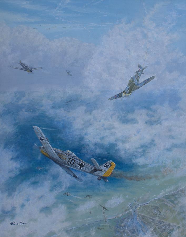 Dogfight Over Dieppe 19 August 1942 Painting by Elaine Jones - Fine Art ...