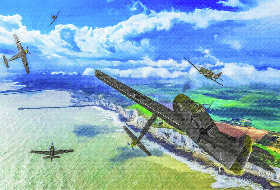 Dogfight over Dover Oil Digital Art by Tommy Anderson
