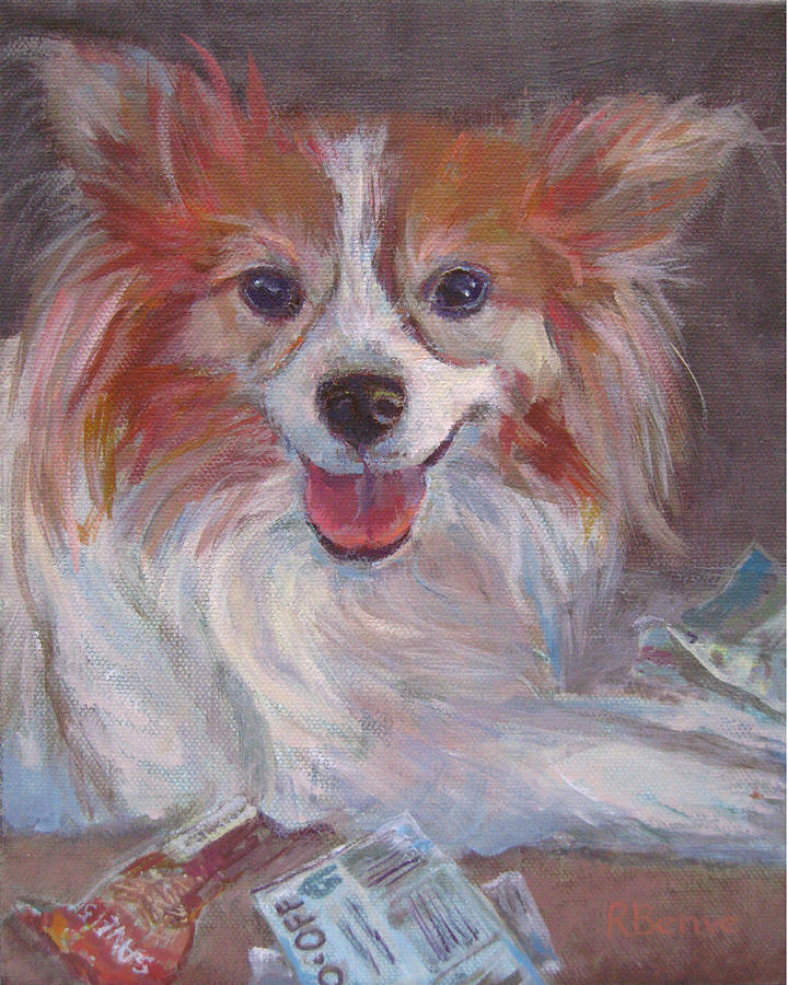 Doggy Likes To Play with Coupons Painting by Robie Benve