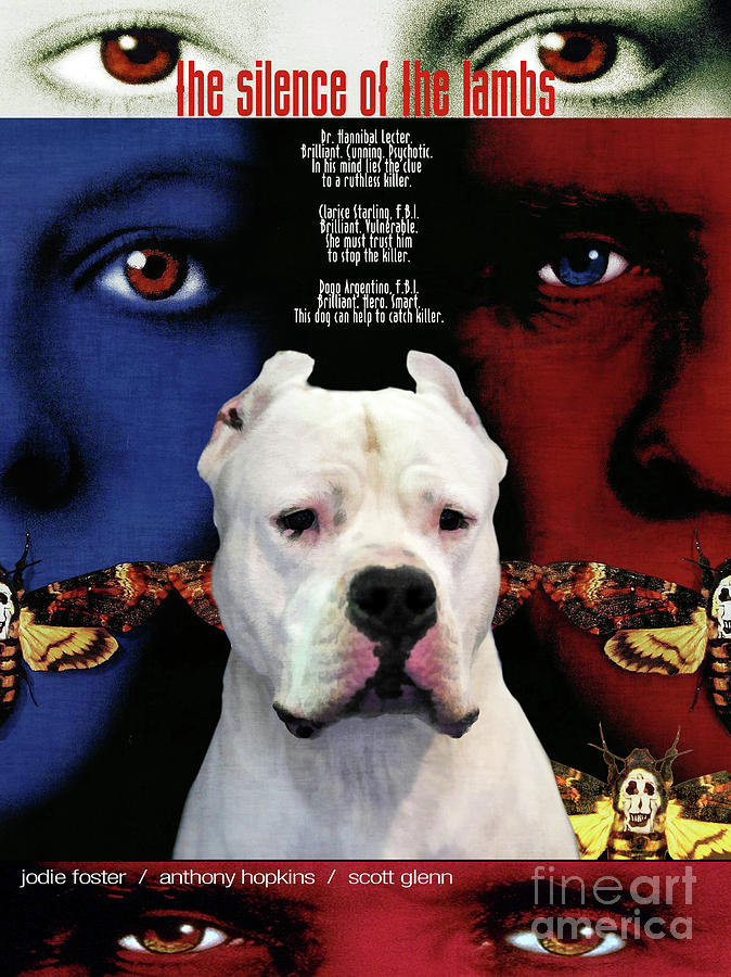 Dogo Argentino Art Canvas Print - The Silence of the Lambs Movie Poster Painting by Sandra Sij