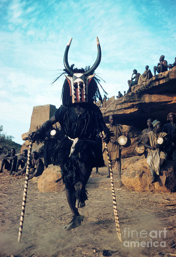 Dogon Photograph - Dogon dancer wearing mask, Sudanese Republic by The Harrington Collection