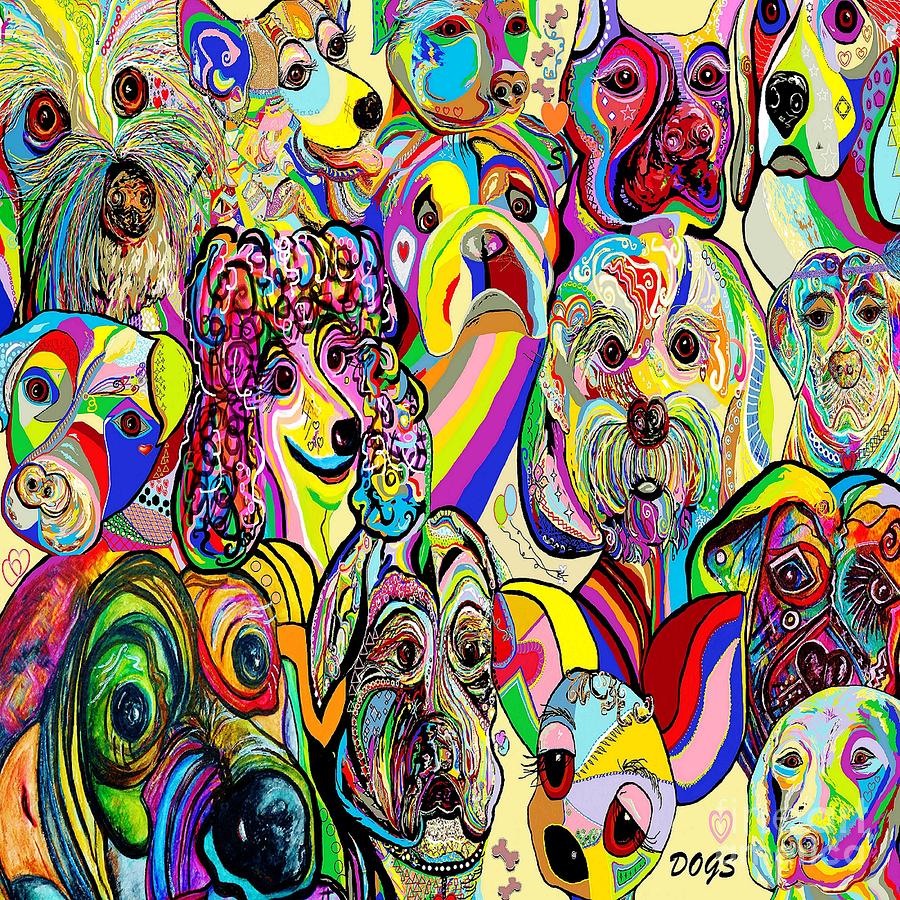 Dogs Dogs DOGS Painting by Eloise Schneider Mote