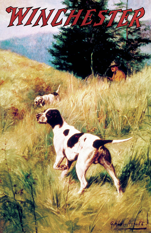 Dogs And Hunter Painting by G Muss Arnolt