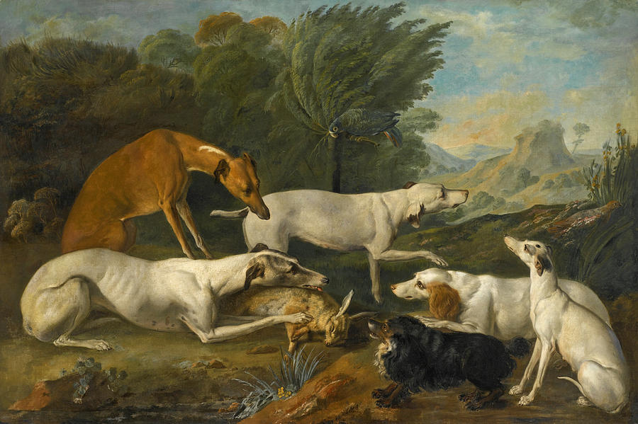 Dogs in a Landscape with their Catch Painting by Jacques-Charles Oudry