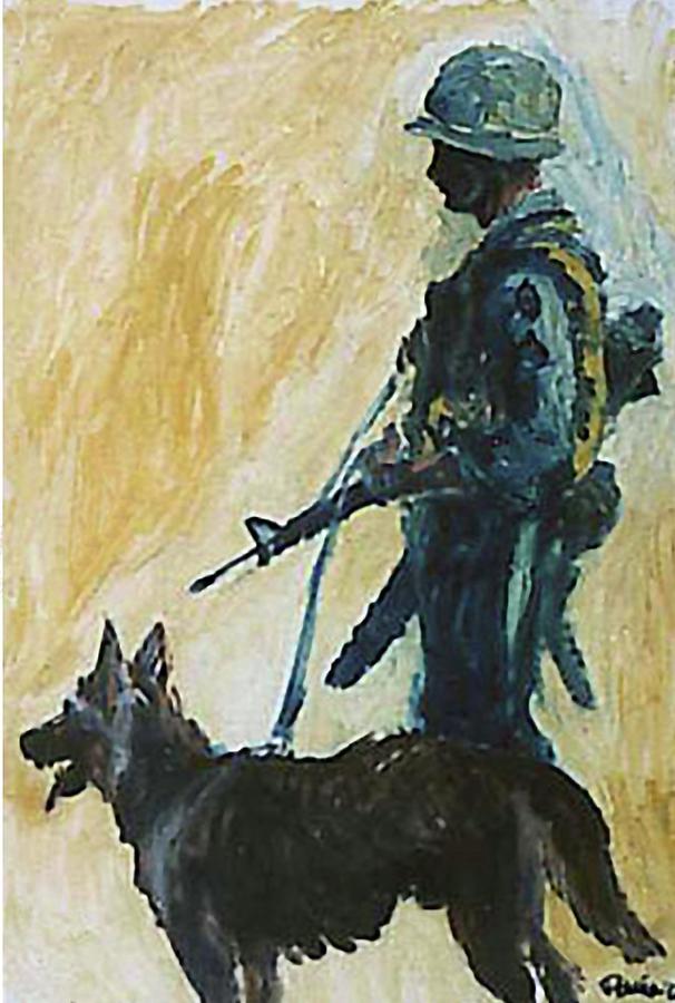 War Dogs - Mans Best Friend Vietnam Combat Army Dog Mixed Media by Augustine G Acuna