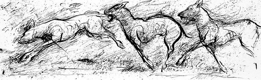 Dogs on the run Drawing by Nato  Gomes