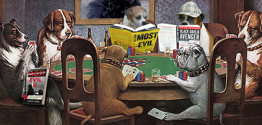 Dogs Playing Poker and Reading Steve Hodel Photograph by Robert J Sadler