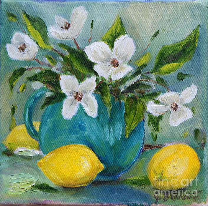 Dogwood and Lemons Painting by Jennifer Beaudet