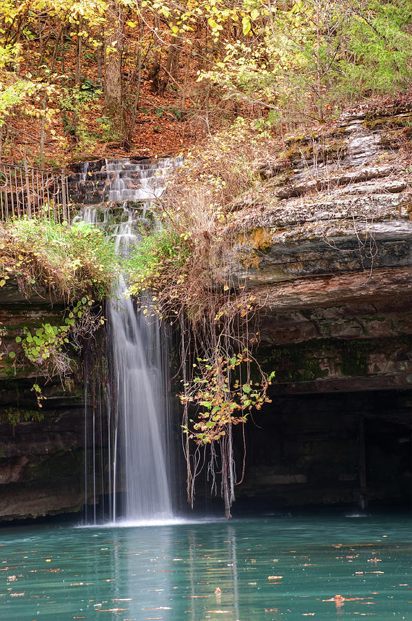Nature Photograph - Dogwood Canyon Nature Park Waterfall in Autumn by Gregory Ballos