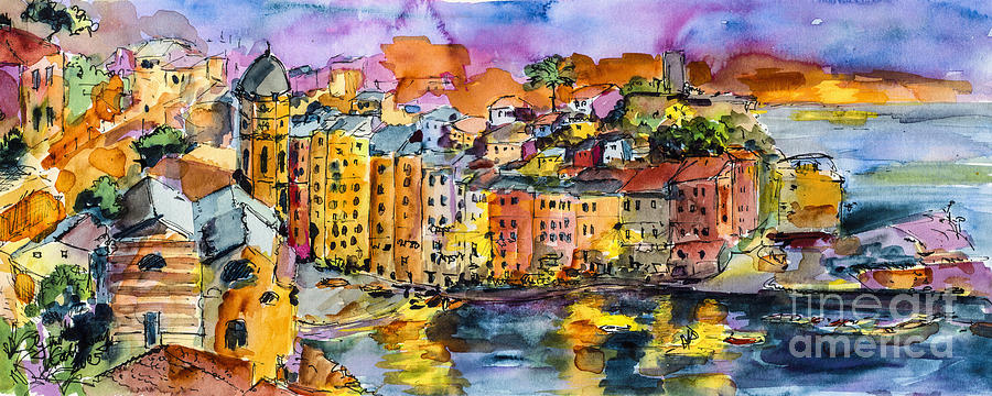Dolce Vita In Vernazza Italy Painting by Ginette Callaway
