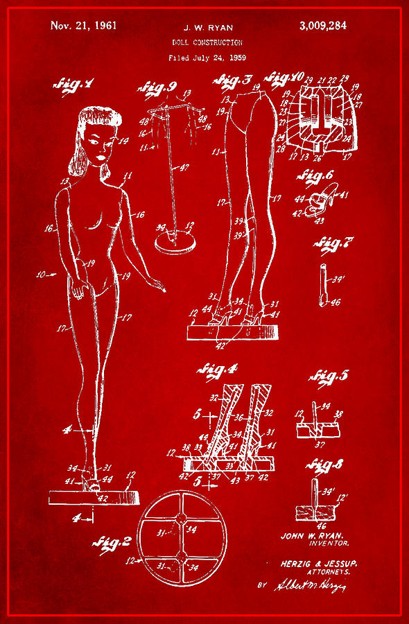 Doll Construction patent drawing  Mixed Media by Brian Reaves