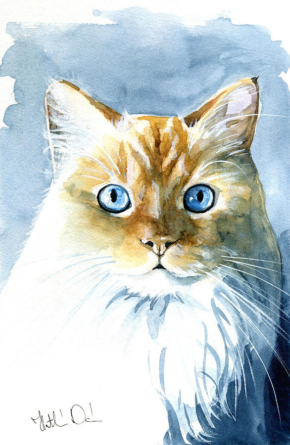 Doll Face Flame Point Himalayan Cat Painting Painting by Dora Hathazi Mendes