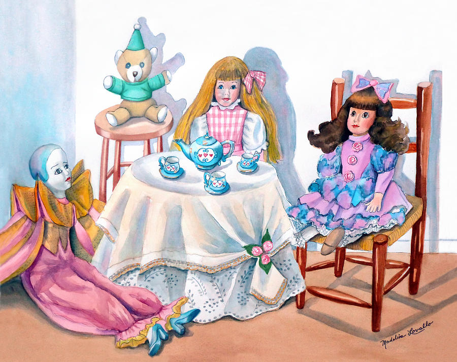 Doll Tea Party Painting by Madeline  Lovallo