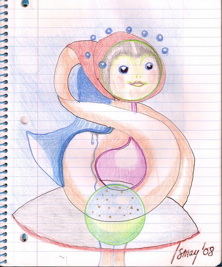 Doll Drawing - Doll With a Big Heart for the Universe by Rod Ismay