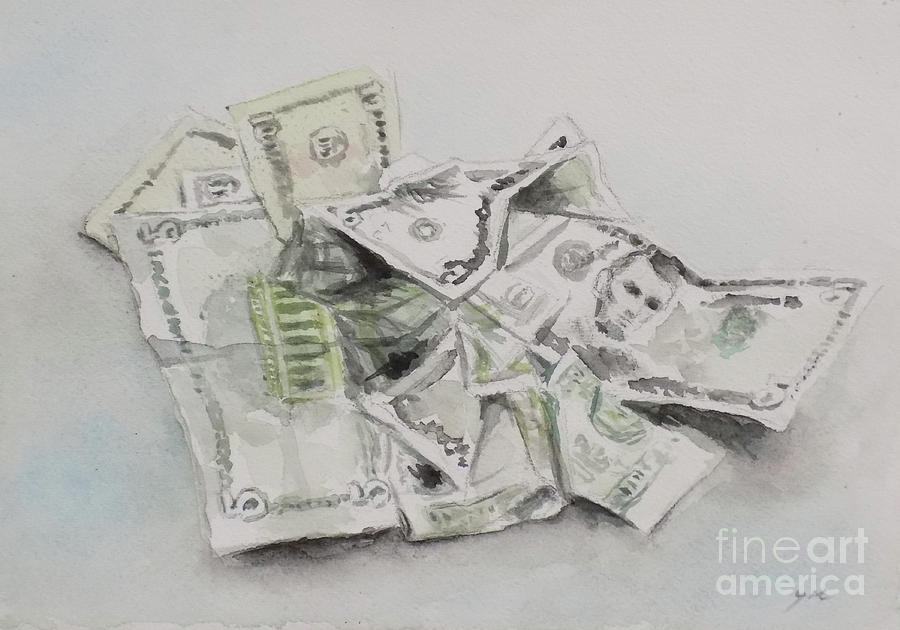 Dollar Bills Painting by Yoshiko Mishina