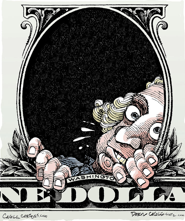 Dollar Drawing - Dollar Fear by Daryl Cagle Dollar Drawing - Dollar Fear by Daryl Cagle