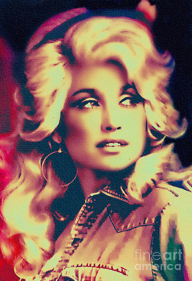 Dolly Parton - Vintage Painting Painting by Ian Gledhill