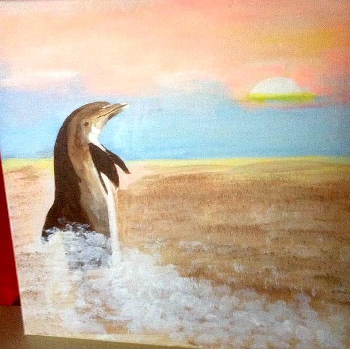 Dolphin Painting by Audrey Pollitt
