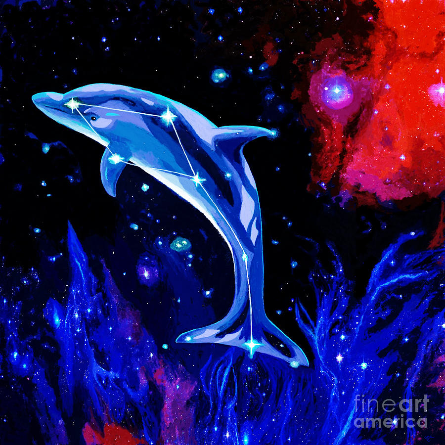 Dolphin Constellation Painting by Jackie Case