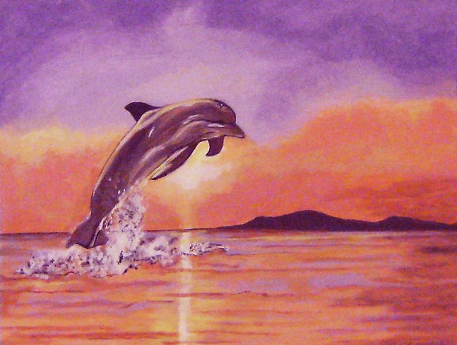 Dolphin Dance Painting by Julie Belmont