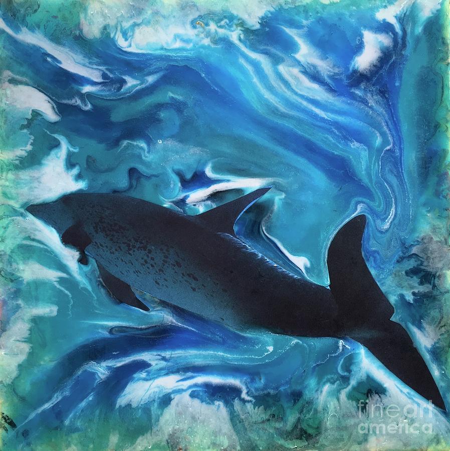 Dolphin dance  Painting by Maria Karlosak