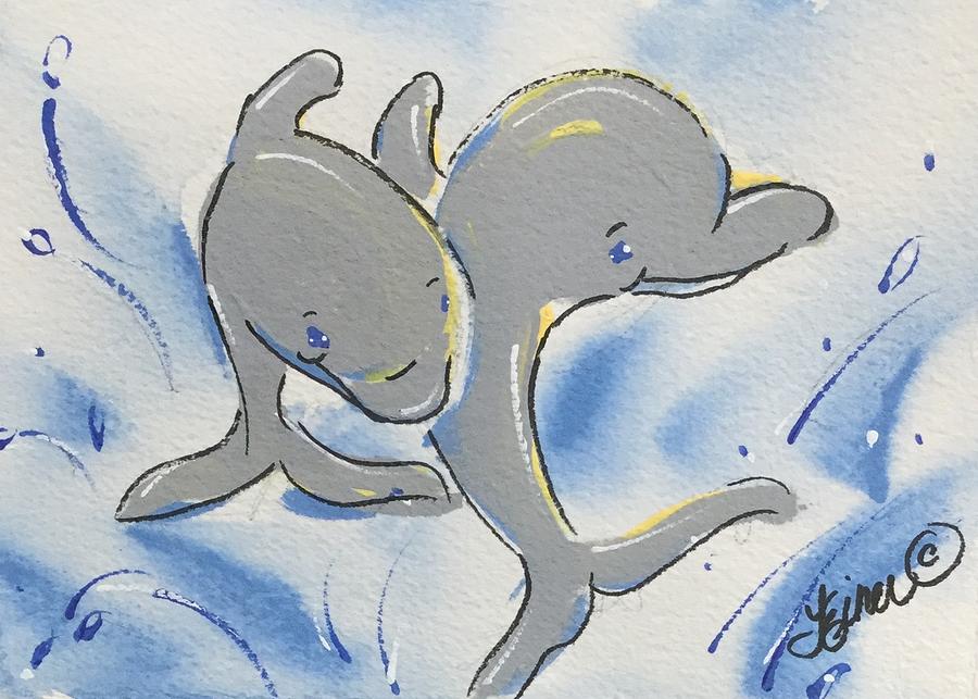 Dolphin Dance Painting by Terri Einer