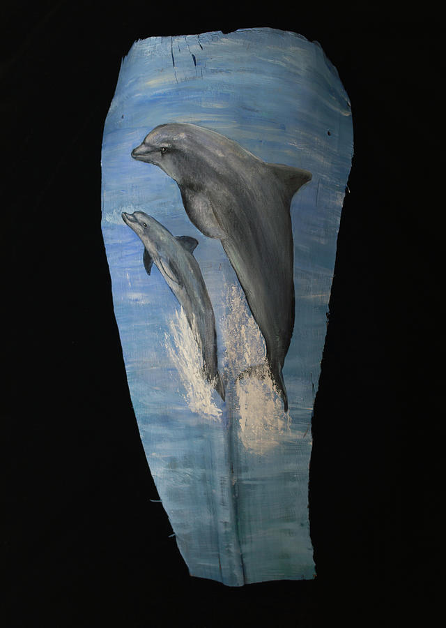 Dolphin Duo Painting by Nancy Lauby