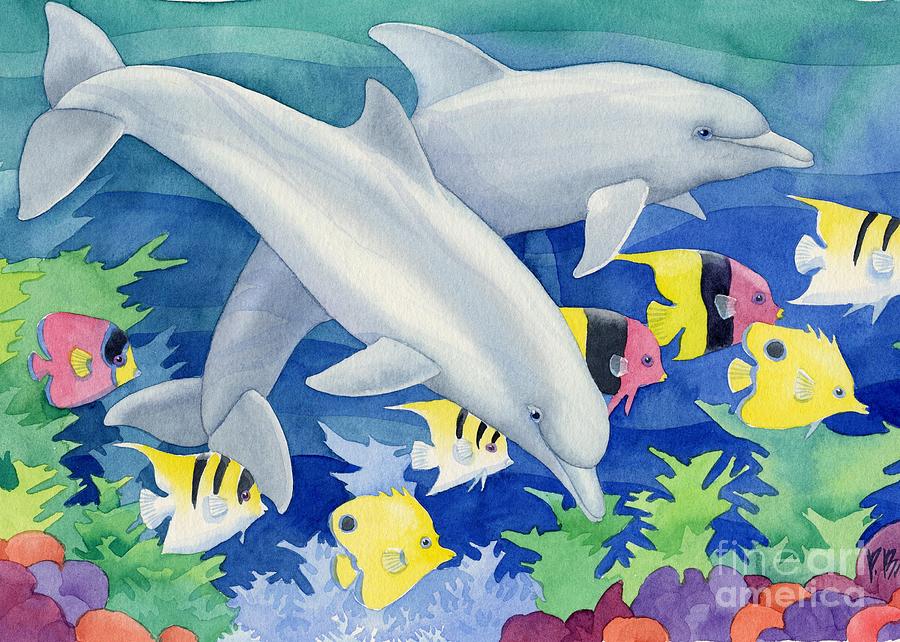 Fish Painting - Dolphin Duo by Paul Brent