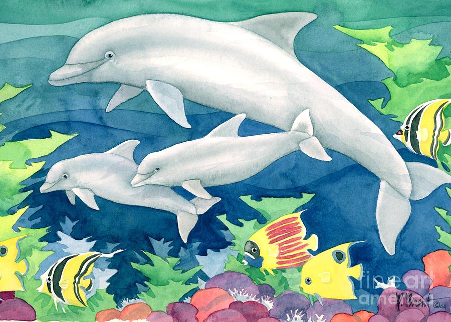 Fish Painting - Dolphin Family by Paul Brent