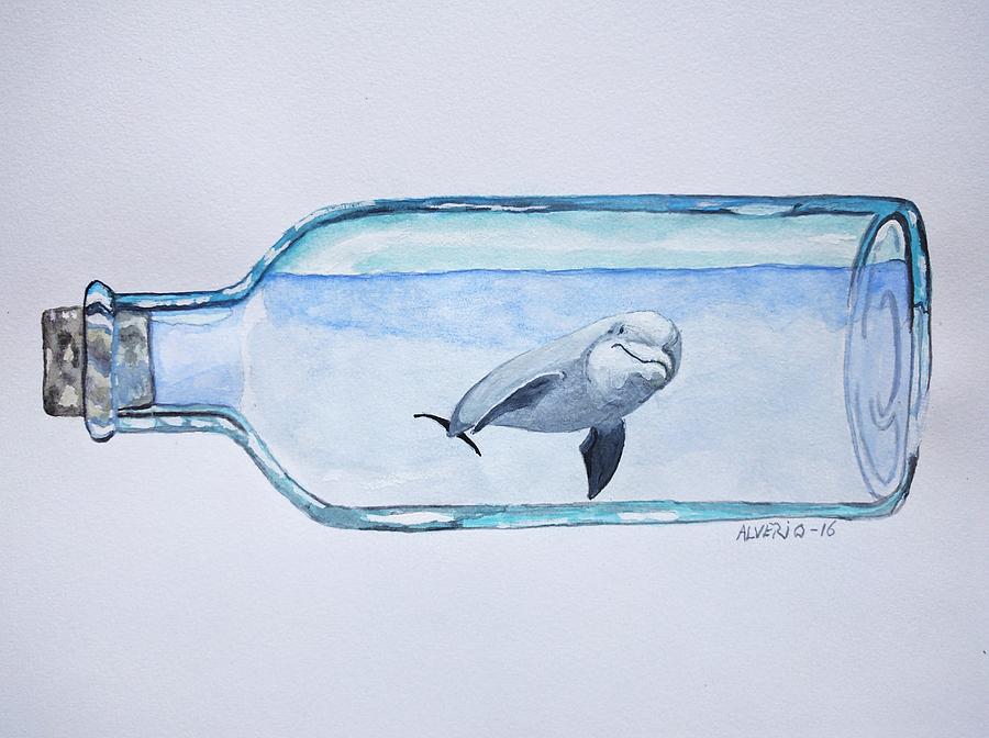 Dolphin in a Bottle Painting by Edwin Alverio