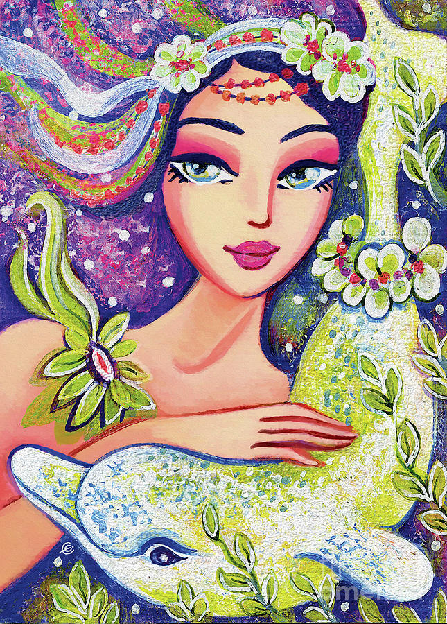 Dolphin Mermaid Painting by Eva Campbell