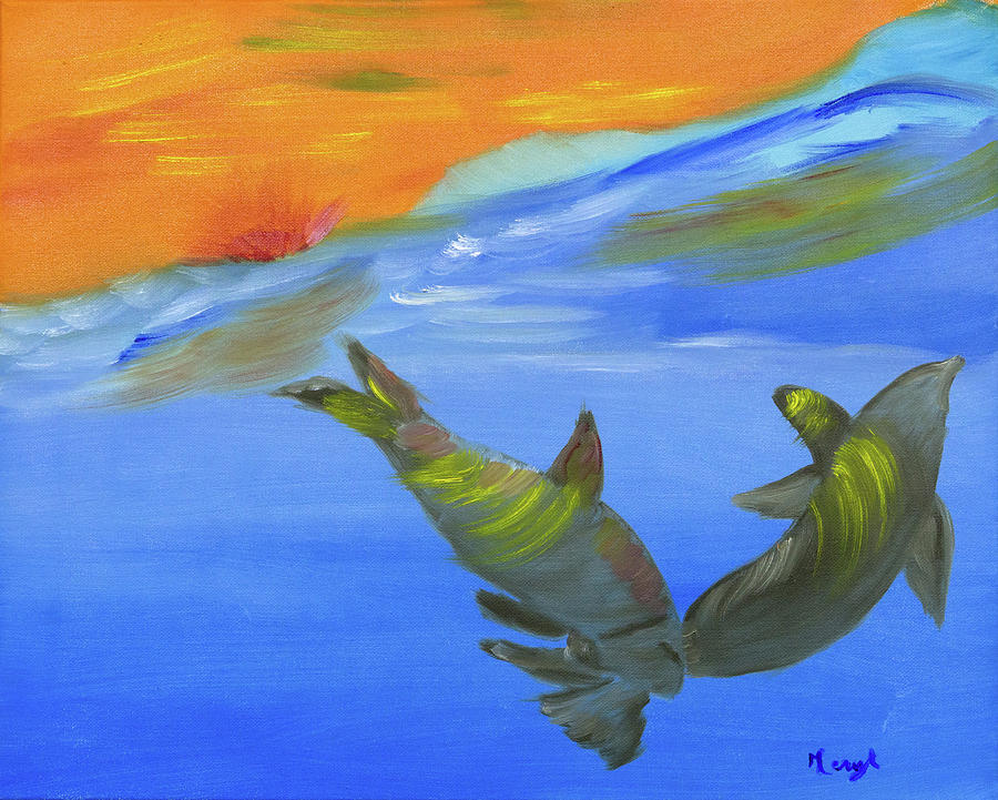 Sunlit Under Water Ballet Painting by Meryl Goudey