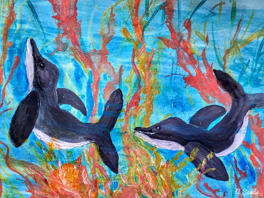 Dolphin Playground Painting by Anne Sands